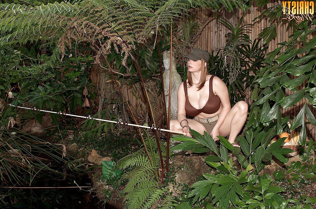 16P Christy Marks unveiling massive knockers and shaved cunt outdoors