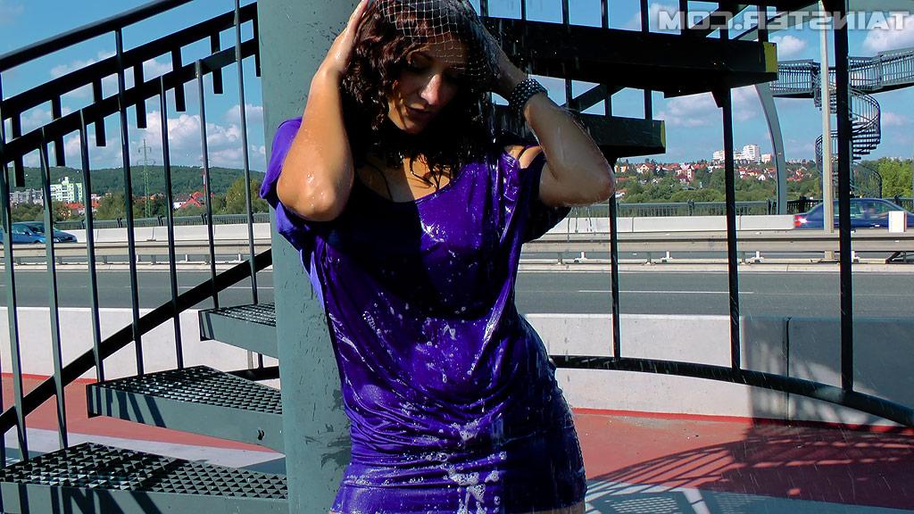 16P Fully clothed european MILF Gina Killmer having some wet fun outdoor