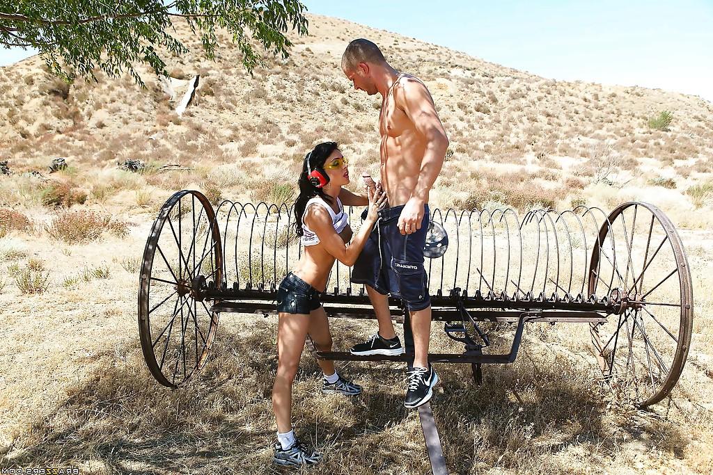 16P Lovely Jessica Jaymes gets fucked outdoors in her tight pierced pussy