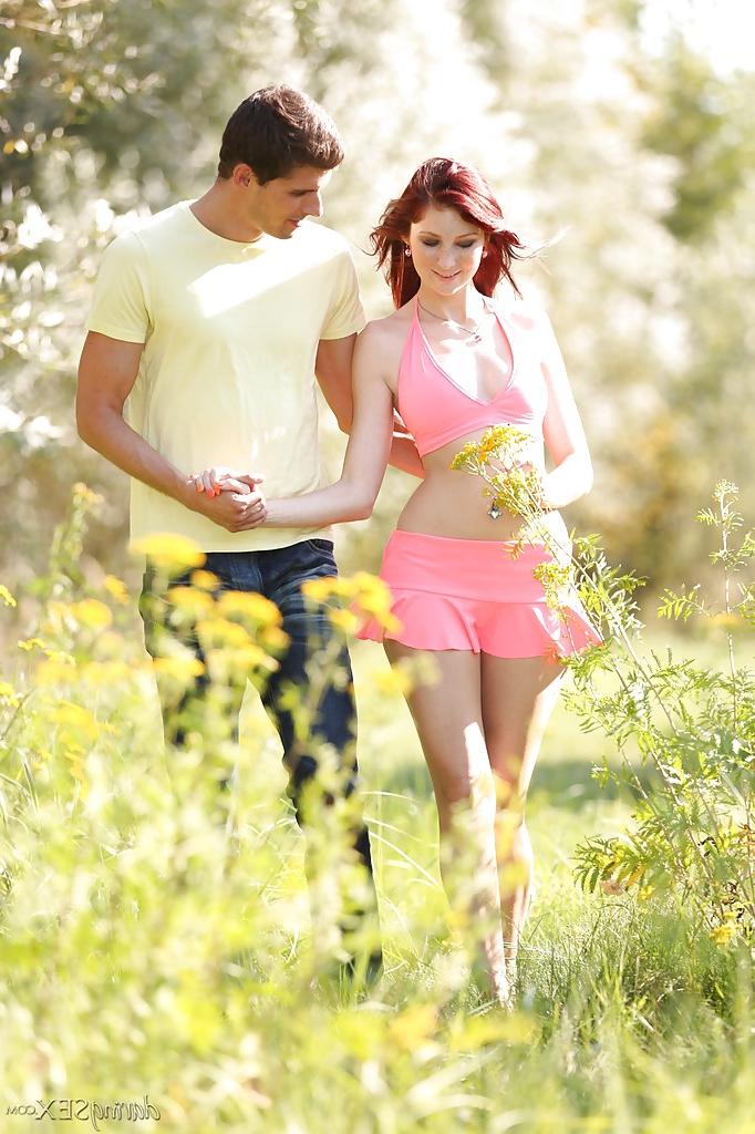 16P Awesome redhead European babe Kattie has hardcore outdoor sex