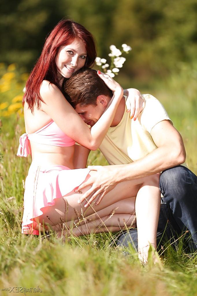 16P Awesome redhead European babe Kattie has hardcore outdoor sex