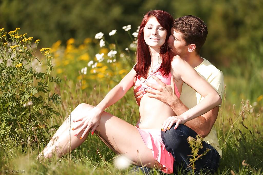 16P Awesome redhead European babe Kattie has hardcore outdoor sex
