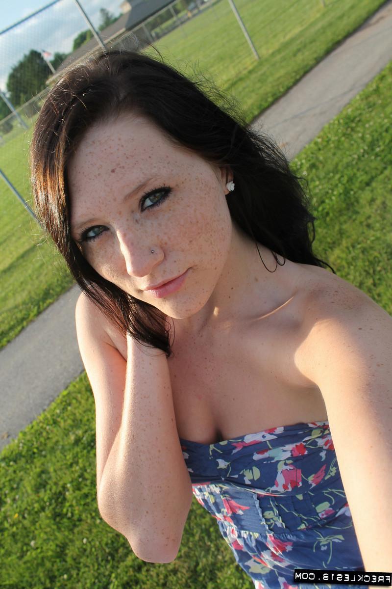 12P Freckled teen outdoors
