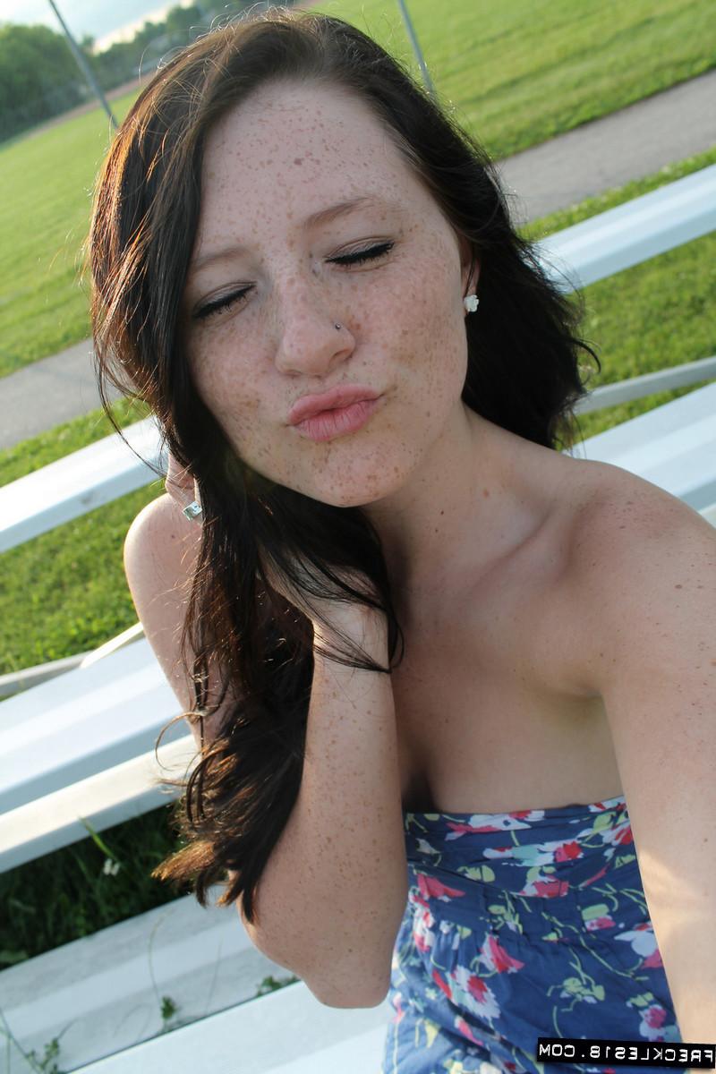 12P Freckled teen outdoors