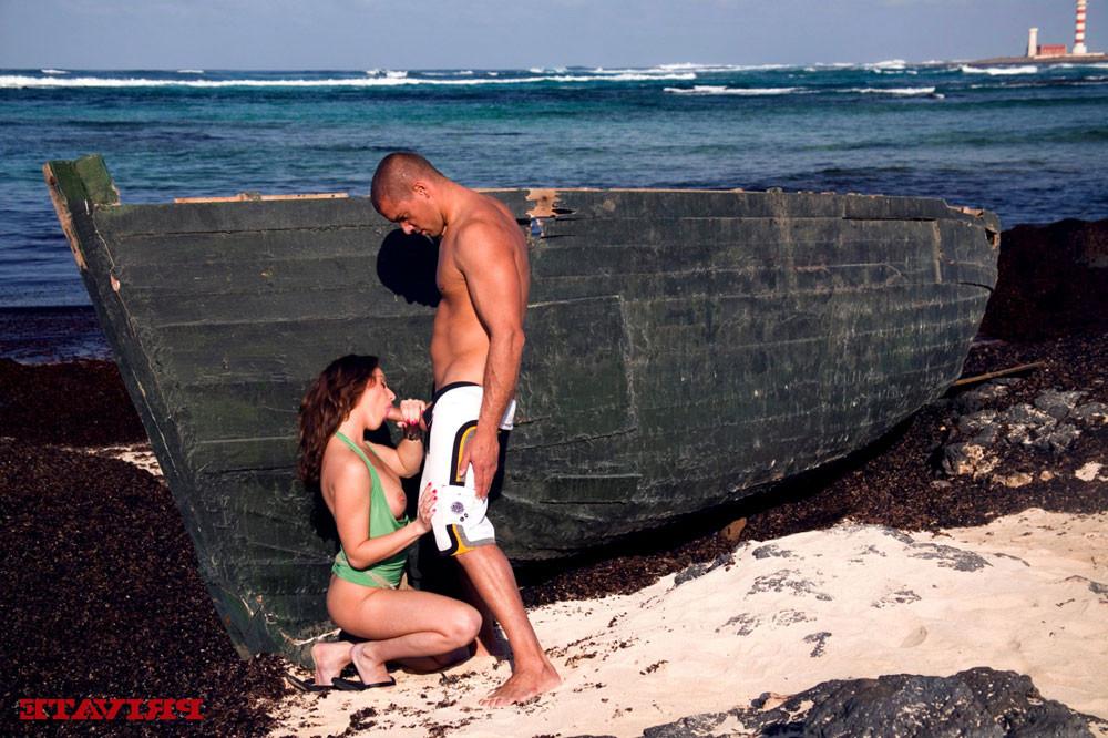 14P Cute brunette girl Judith Fox outdoor fuck on the beach