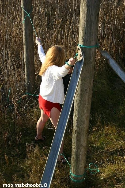 16P Cute amateur girl in outdoor bondage