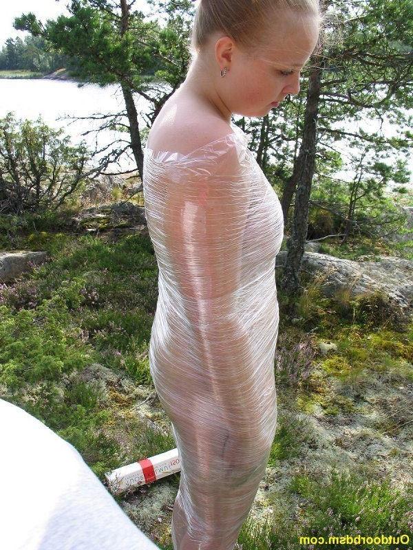 20P Outdoor bondage with plastic wrap