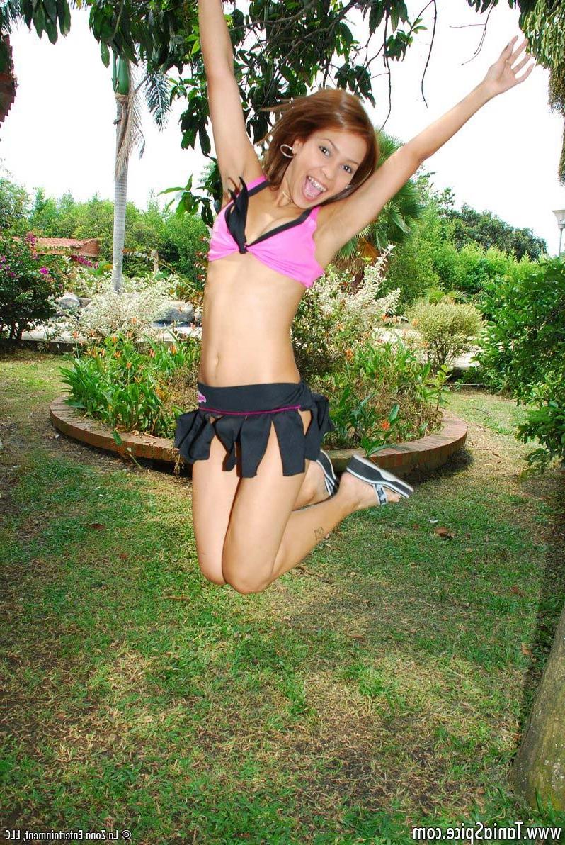 16P Busty latina teen cheerleader outdoor toying