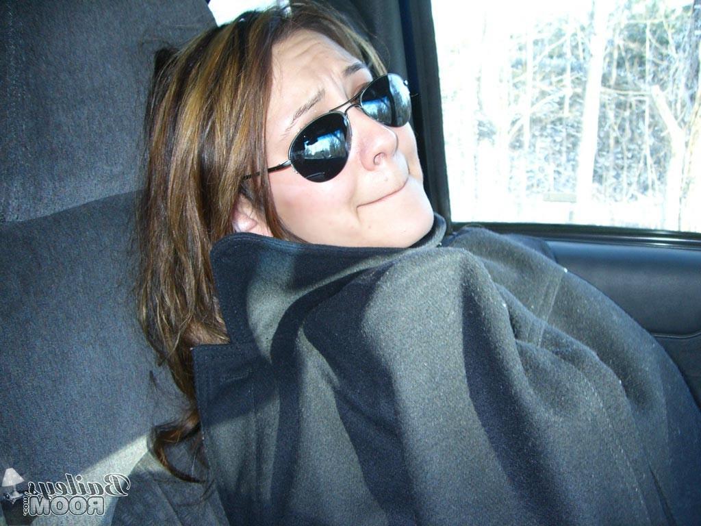 16P Real amateur teen girl strips in car