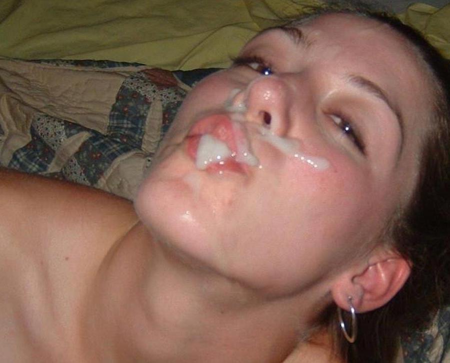 15P Real amateur girlfriends taking cum facials