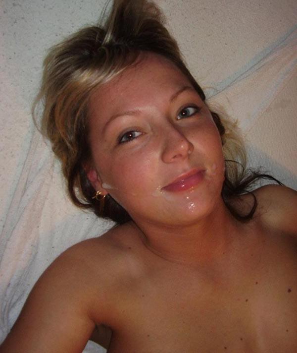 15P Real amateur girlfriends taking cum facials