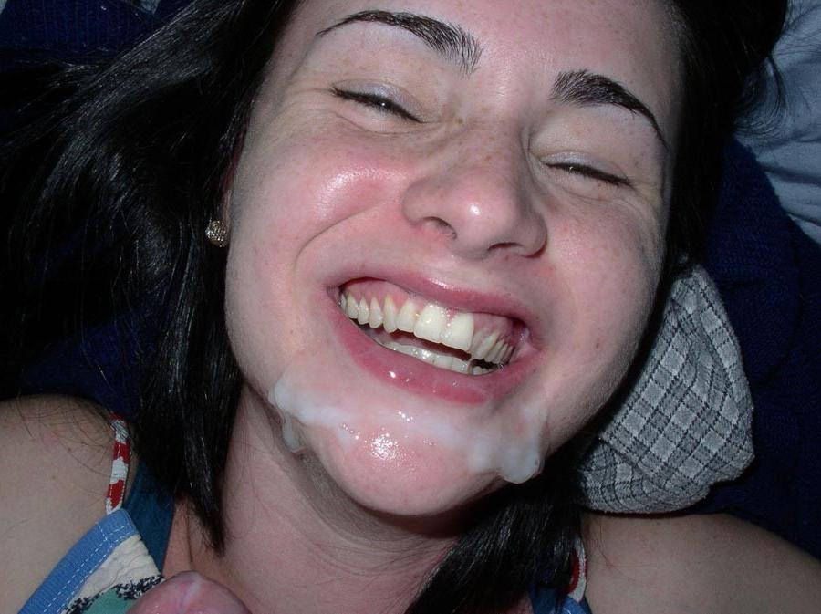 15P Real amateur girlfriends taking cum facials