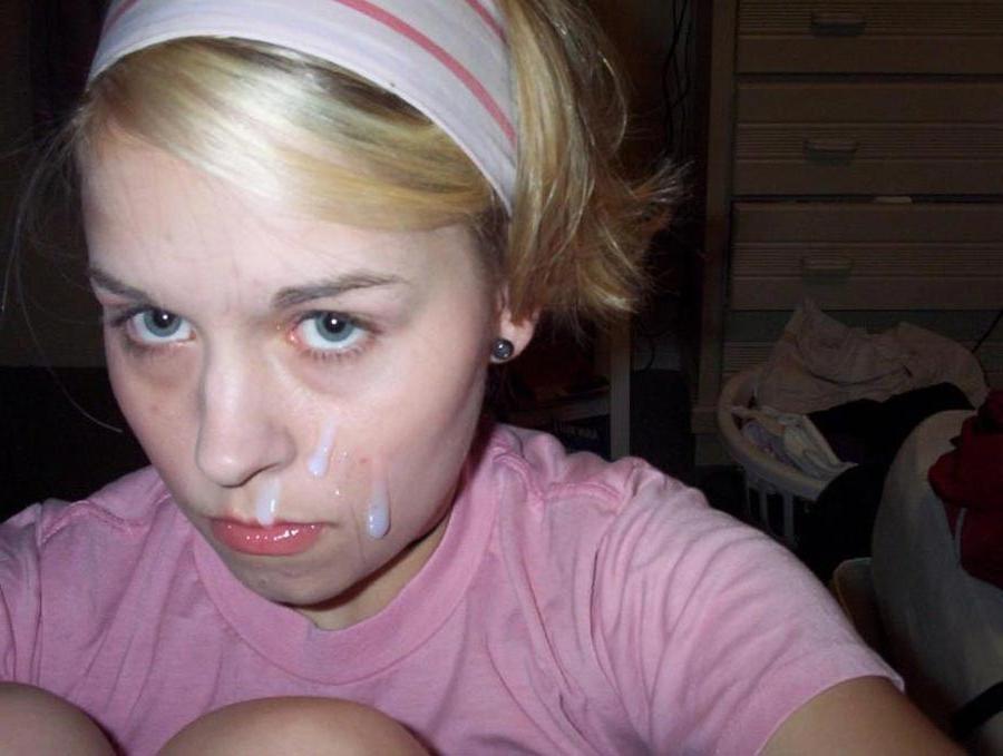 15P Real amateur girlfriends taking cum facials
