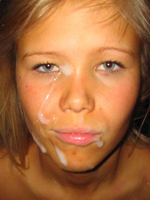 15P Real amateur girlfriends taking cum facials