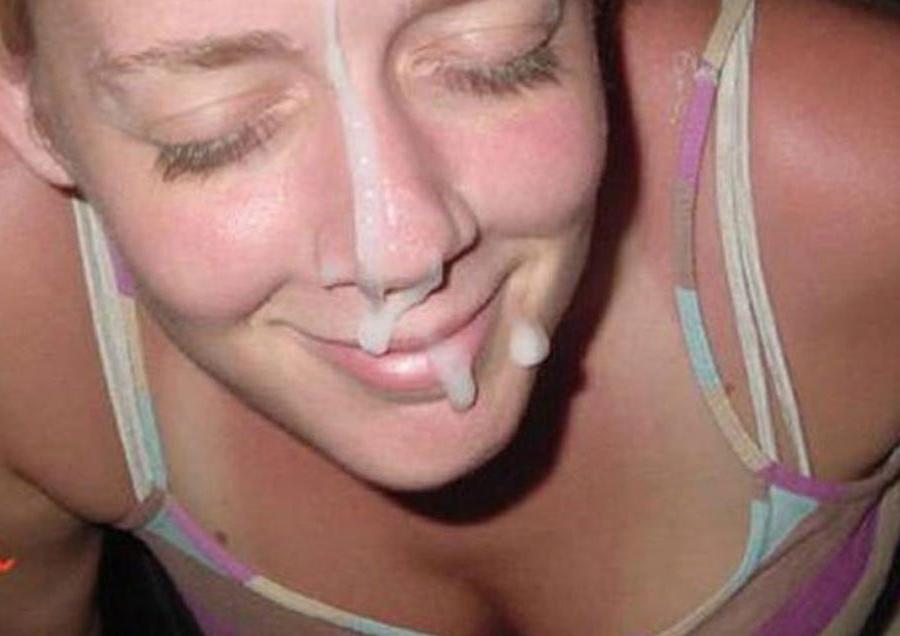 14P Real amateur girlfriends taking cum facials