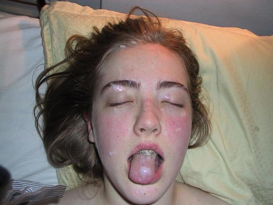 15P Real amateur girlfriends taking cum facials