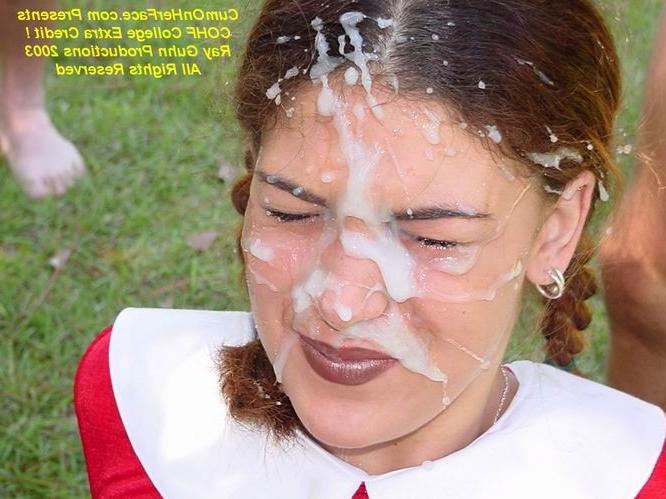 16P Schoolgirls outdoor group messy facial
