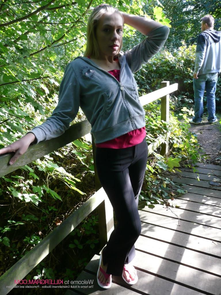 16P Blonde Babe Drops to Her Knees to Suck a Cock While Hiking Outdoors