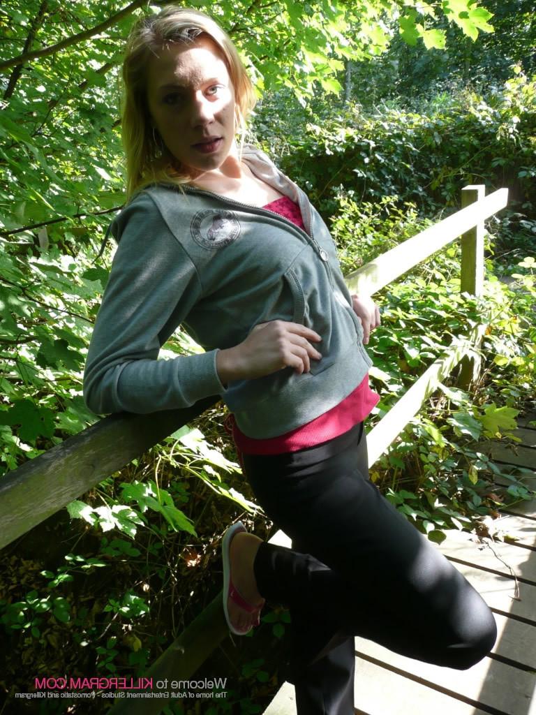 16P Blonde Babe Drops to Her Knees to Suck a Cock While Hiking Outdoors