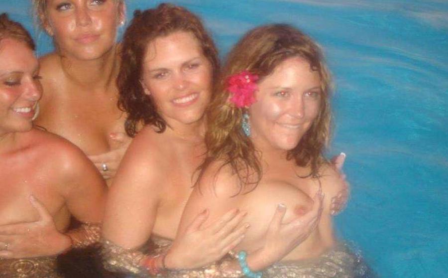 15P Really drunk amateur girls at a pool party