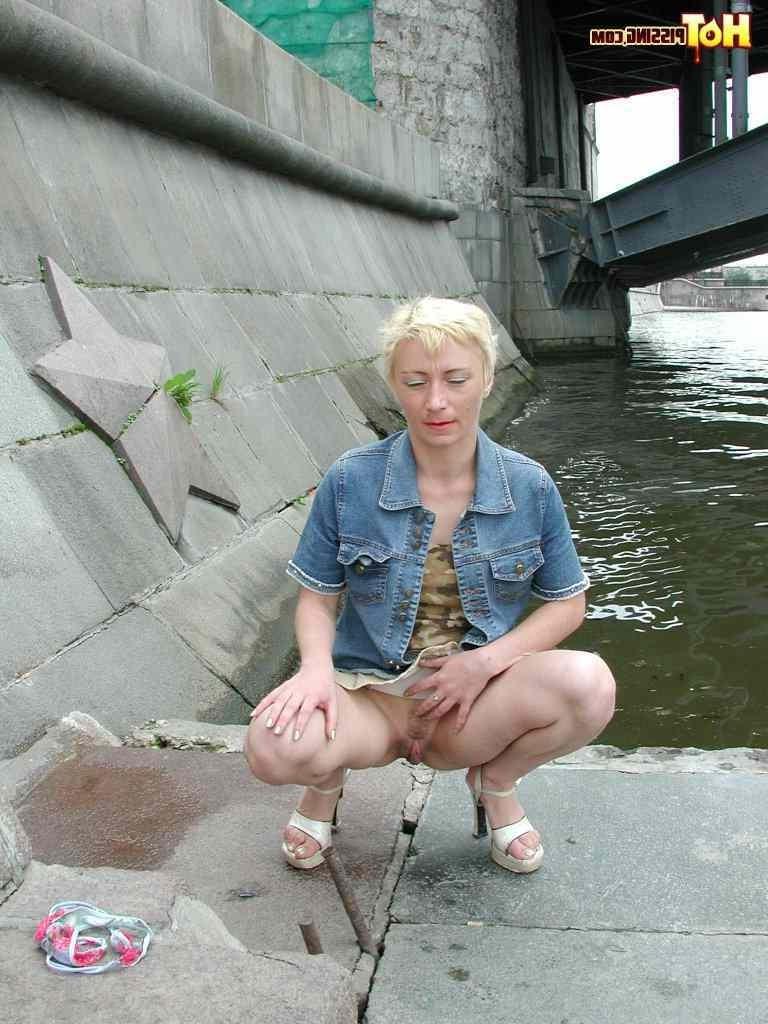 16P Blonde cant wait to pee so she pees outdoors