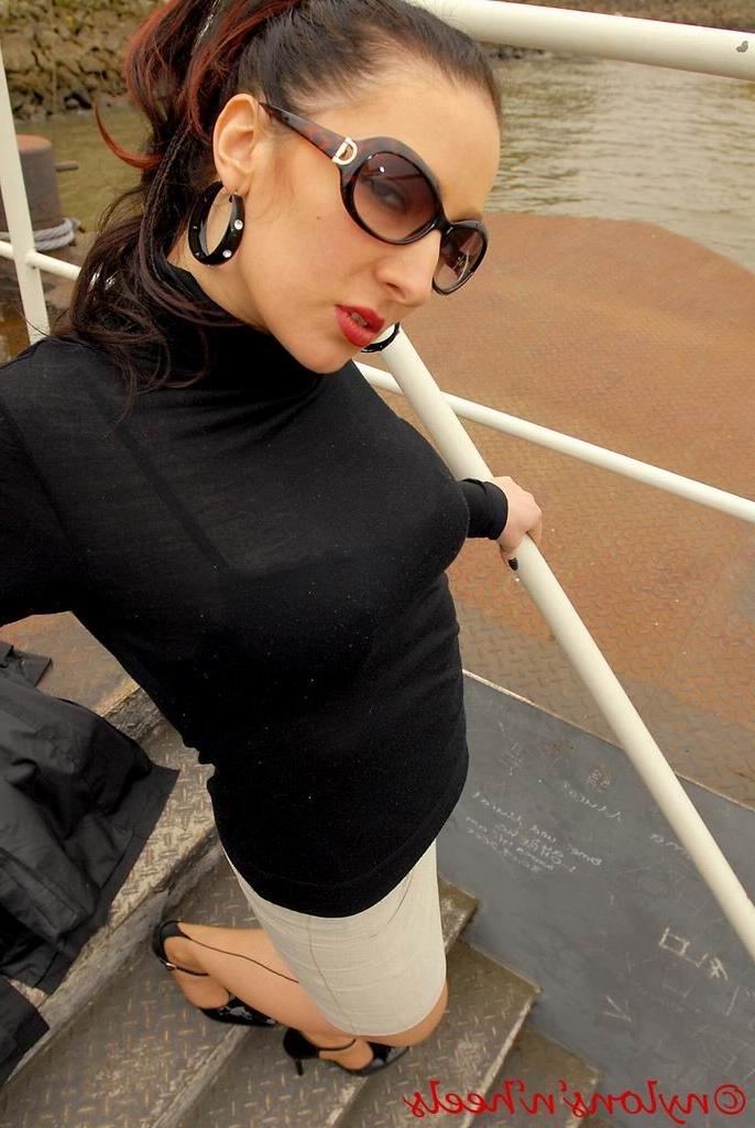12P Justine in stockings outdoors
