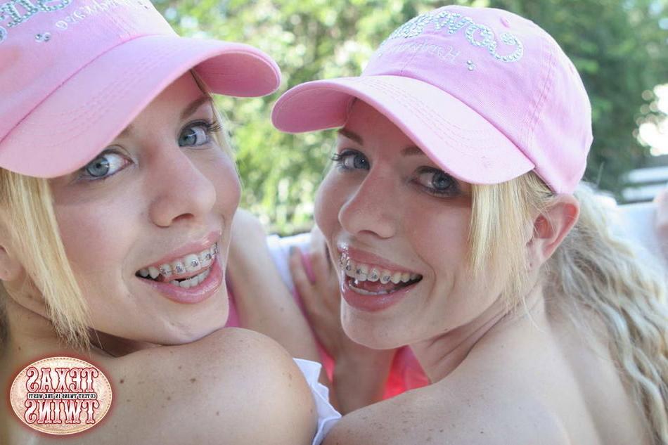 15P Twin tiny titted 18 year old sisters strip and tease outdoors