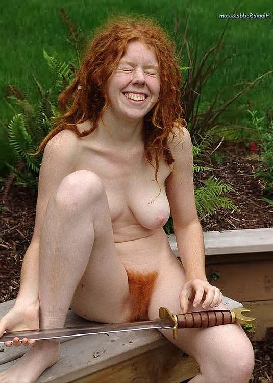 16P Fiery Full Bush Hairy Redhead Fully Naked Outdoors