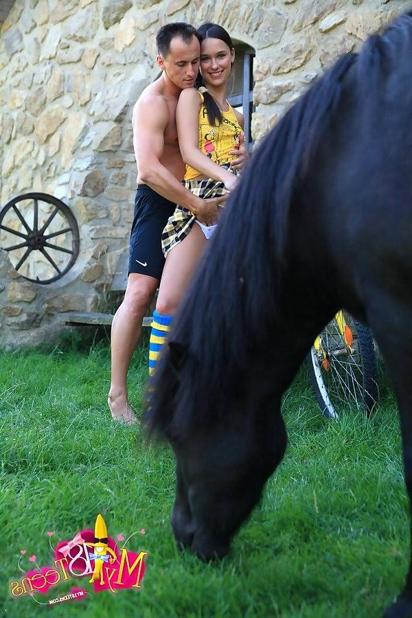 17P amateur brunette teen gets nailed outdoors after riding bicycle