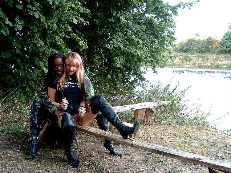 16P Ebony Cookie and her blonde amateur lesbian lover in public interracial nudity a