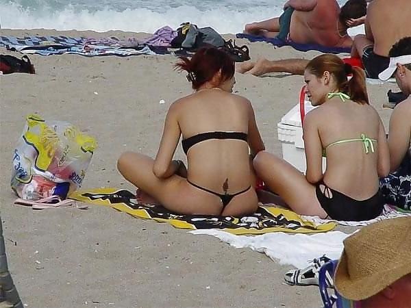 20P Public Amateur Thong Bikini ass and Tits on beach and pool