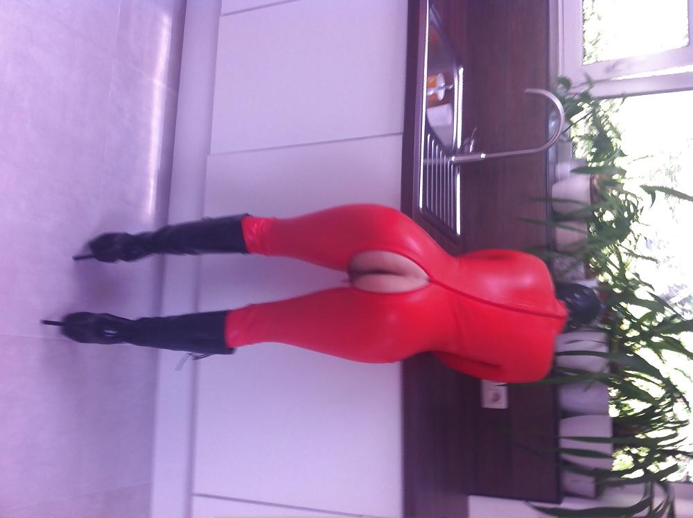 16P TOPBICHE full latex catsuit anal ballet boot