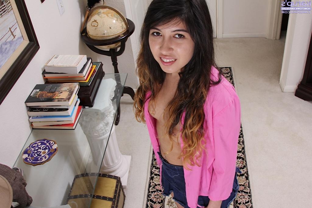 16P Big tits amateur babe Lucy James is showing her yellow panties