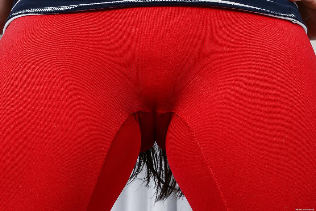 16P Amateur Asian Rapunzel Lee slowly undress her tight red pants