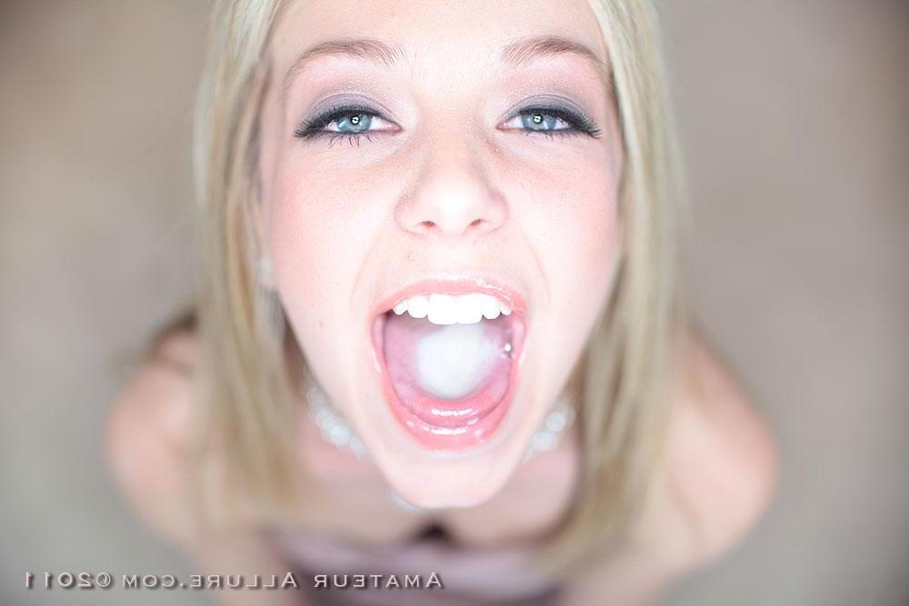 16P Amateur blonde teen with sucks cock and eats a huge load of jizz