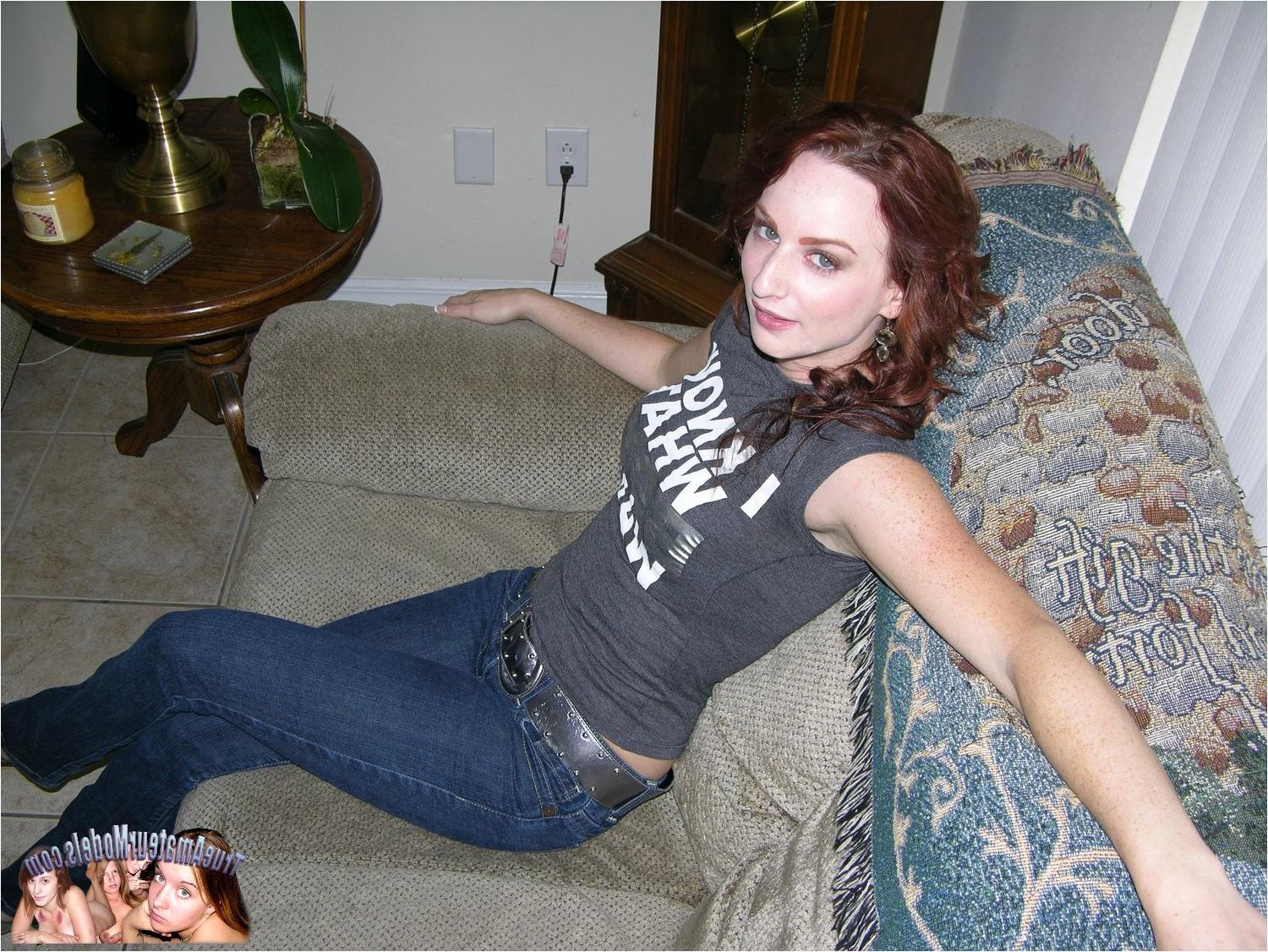 10P Amateur Redheaded Babe Spreading And Modeling Nude