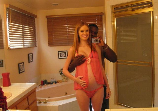 15P Sexy amateur blonde sucking two black cocks