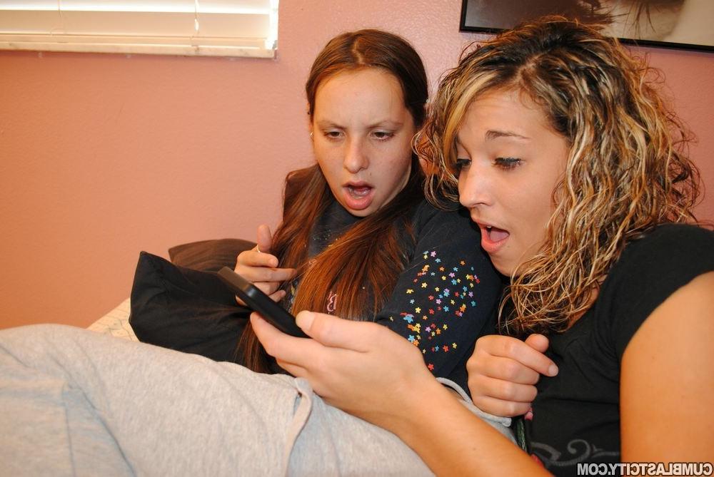 12P Zoe Rae and two teens stroke a big cock handjob until they get