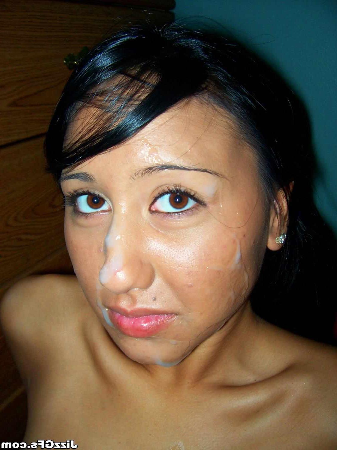 17P Teen amateur babe sucking a cock and getting facial jizz