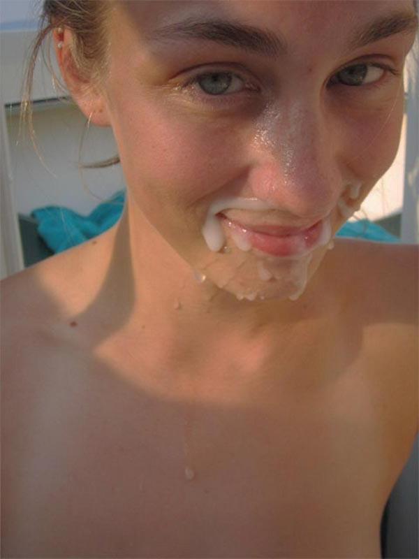 14P Real amateur girlfriends taking messy facials