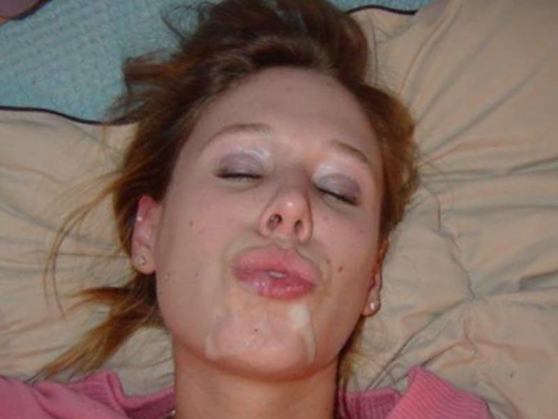 14P Real amateur girlfriends taking messy facials