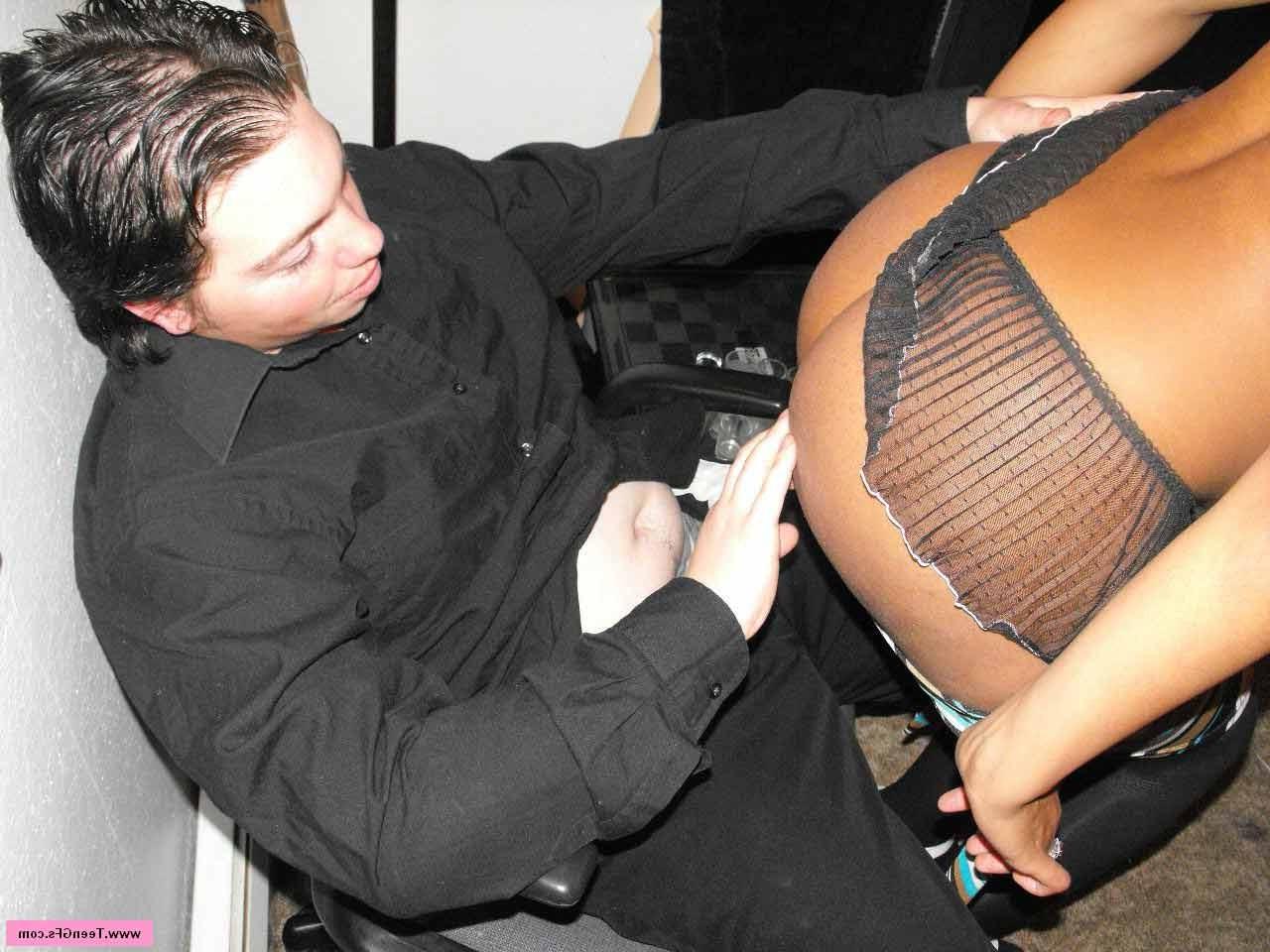 17P Horny ebony amateur teen on hot lingeries sucking white cock