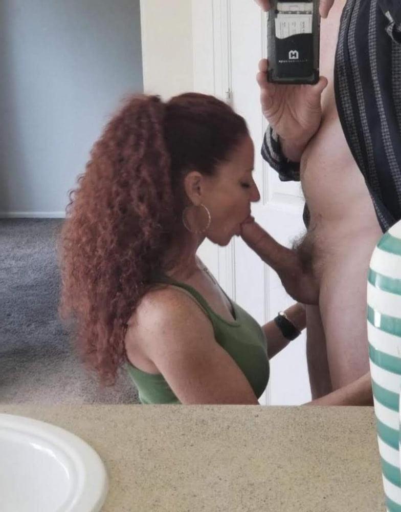 21P Red Headed Wife Exposed Sucking COck