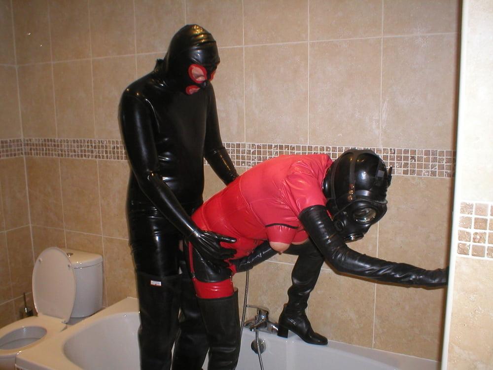 25P Rubber granny plays with some cocks