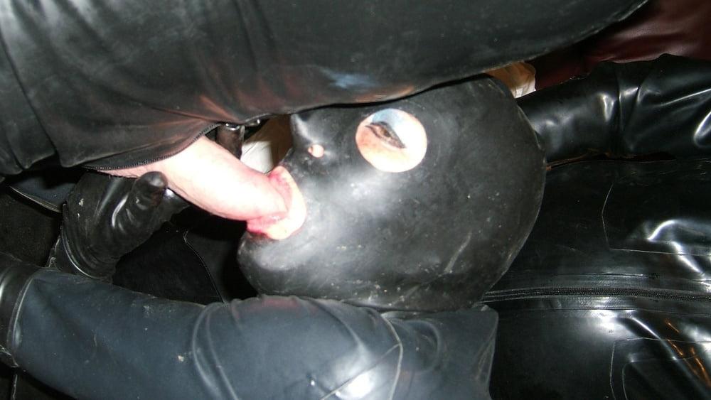 25P Rubber granny plays with some cocks