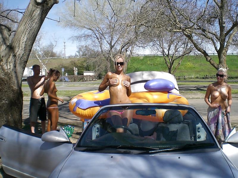 19P 3 amateur teens have fun in public.
