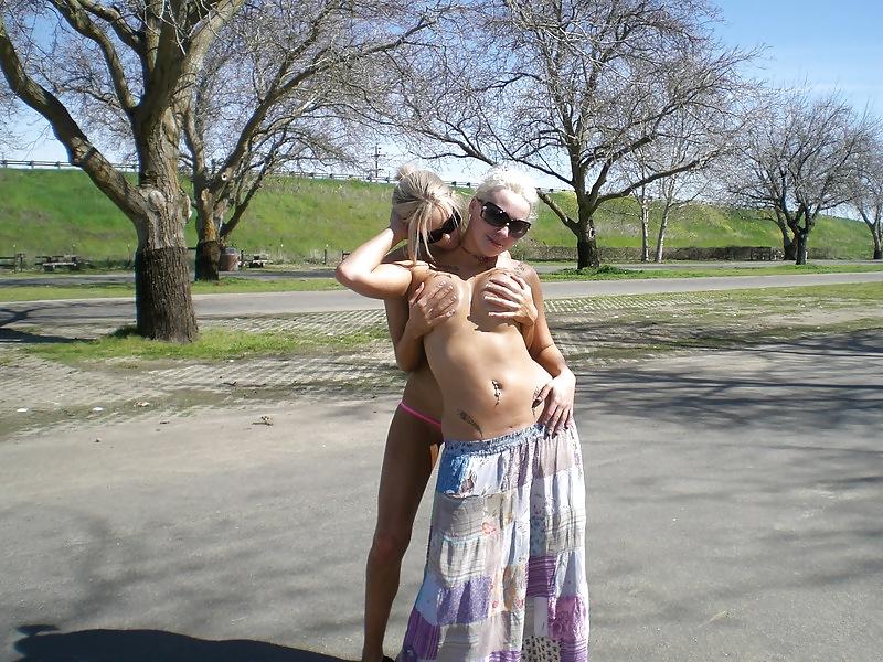 19P 3 amateur teens have fun in public.