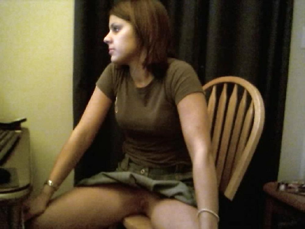 12P Brunette amateur posing by her computer
