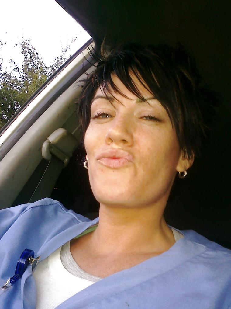 15P Sexy Short Haired Brunette Amateur Posing
