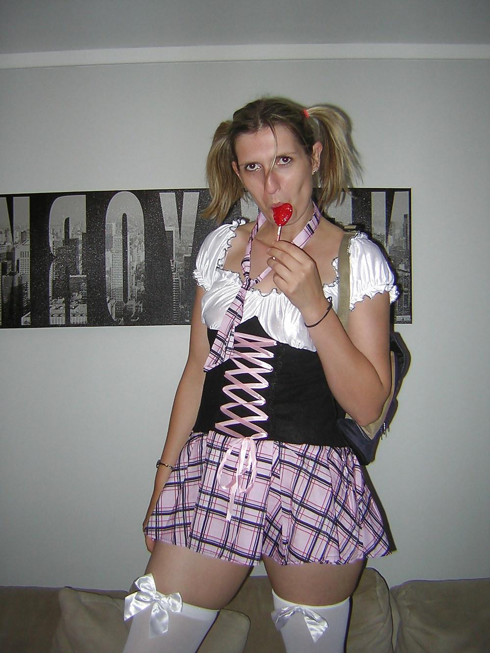 14P French amateur in sexy schoolgirl part 1